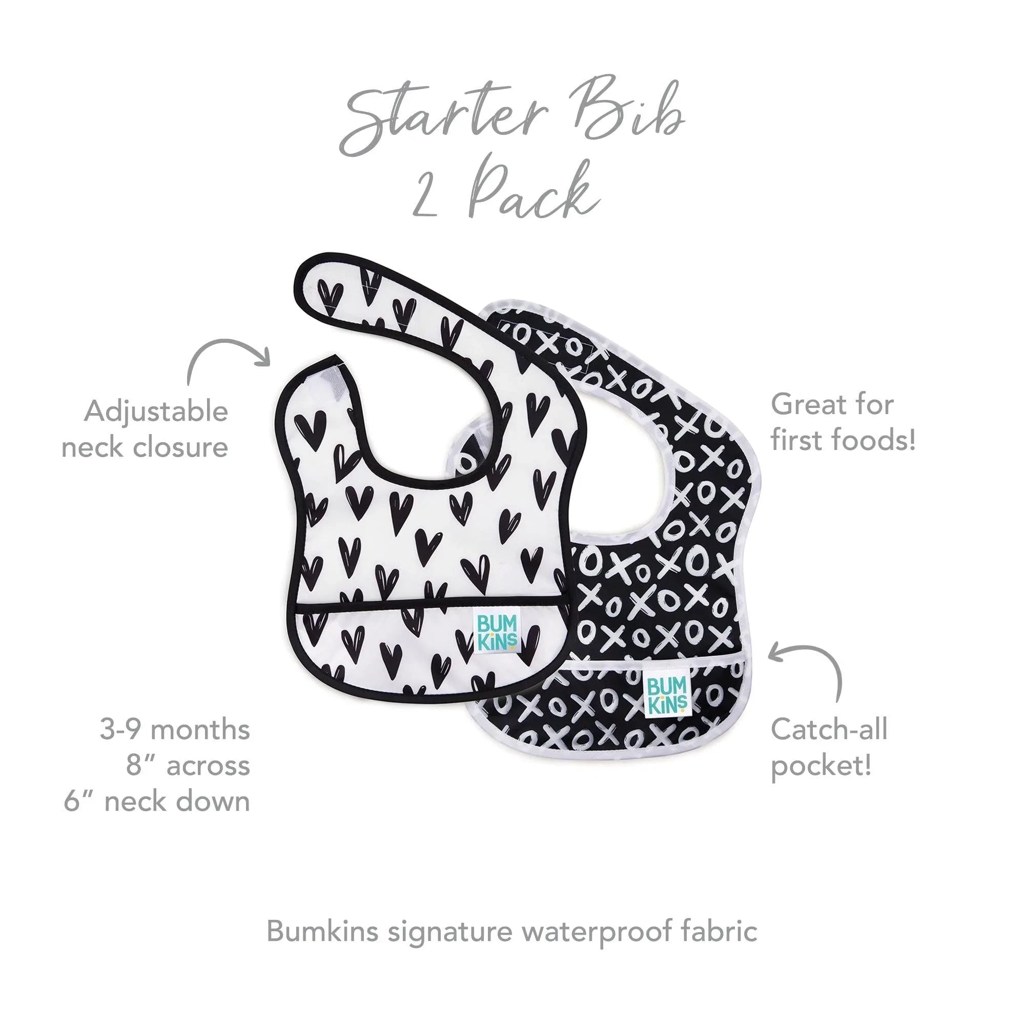 Starter Bib 2 Pack: XOXO & Hearts