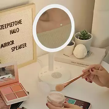 Steepletone Make Up Mirror with Bluetooth Speaker & Lights- Cream | Kaleidoscope