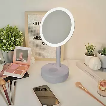 Steepletone Make Up Mirror with Bluetooth Speaker & Lights- Grey | Kaleidoscope