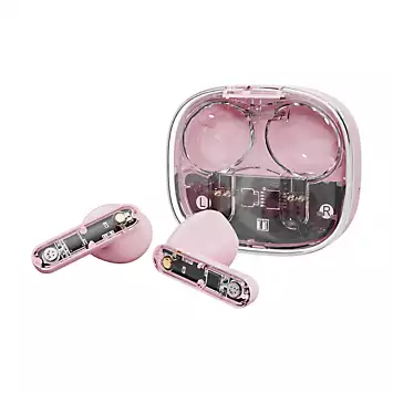 Streetz Transparent Wireless Earbuds - Pink | Kaleidoscope