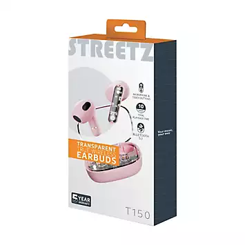 Streetz Transparent Wireless Earbuds - Pink | Kaleidoscope