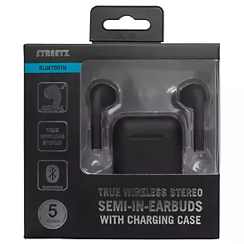 Streetz True Wireless Stereo Semi-In-Ear Earbuds With A 300Mah Charging Case - Black | Kaleidoscope