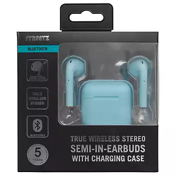 Streetz True Wireless Stereo Semi-In-Ear Earbuds With A 300Mah Charging Case - Pale Blue | Kaleidoscope