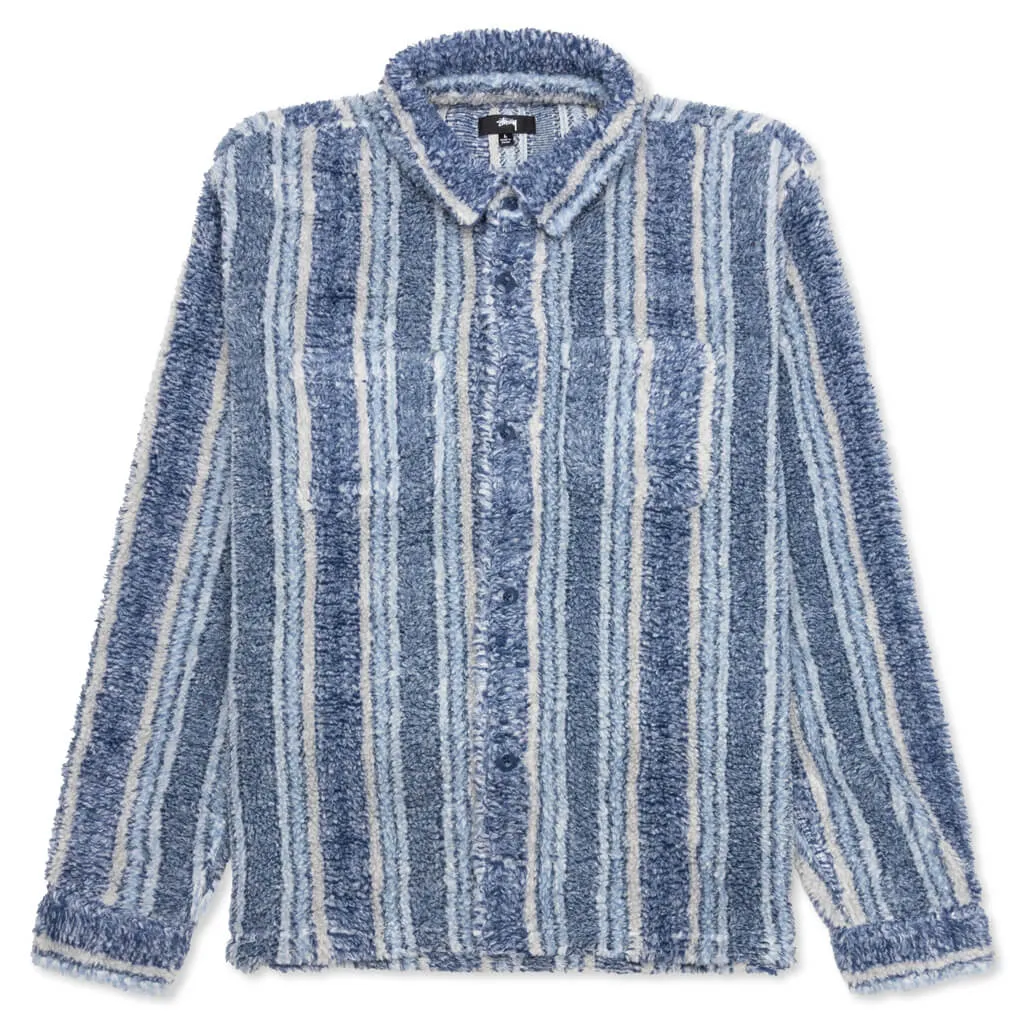 Stripe Sherpa Shirt - Indigo