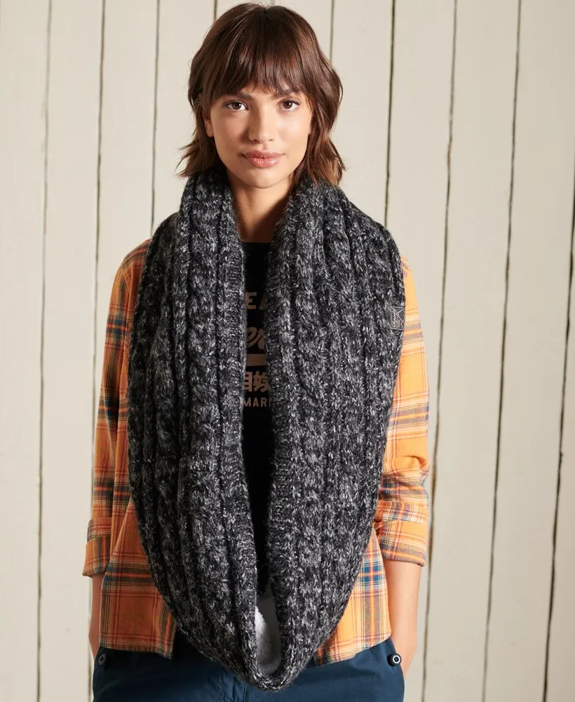 Superdry W9310047 L Tweed Cable Snood Black