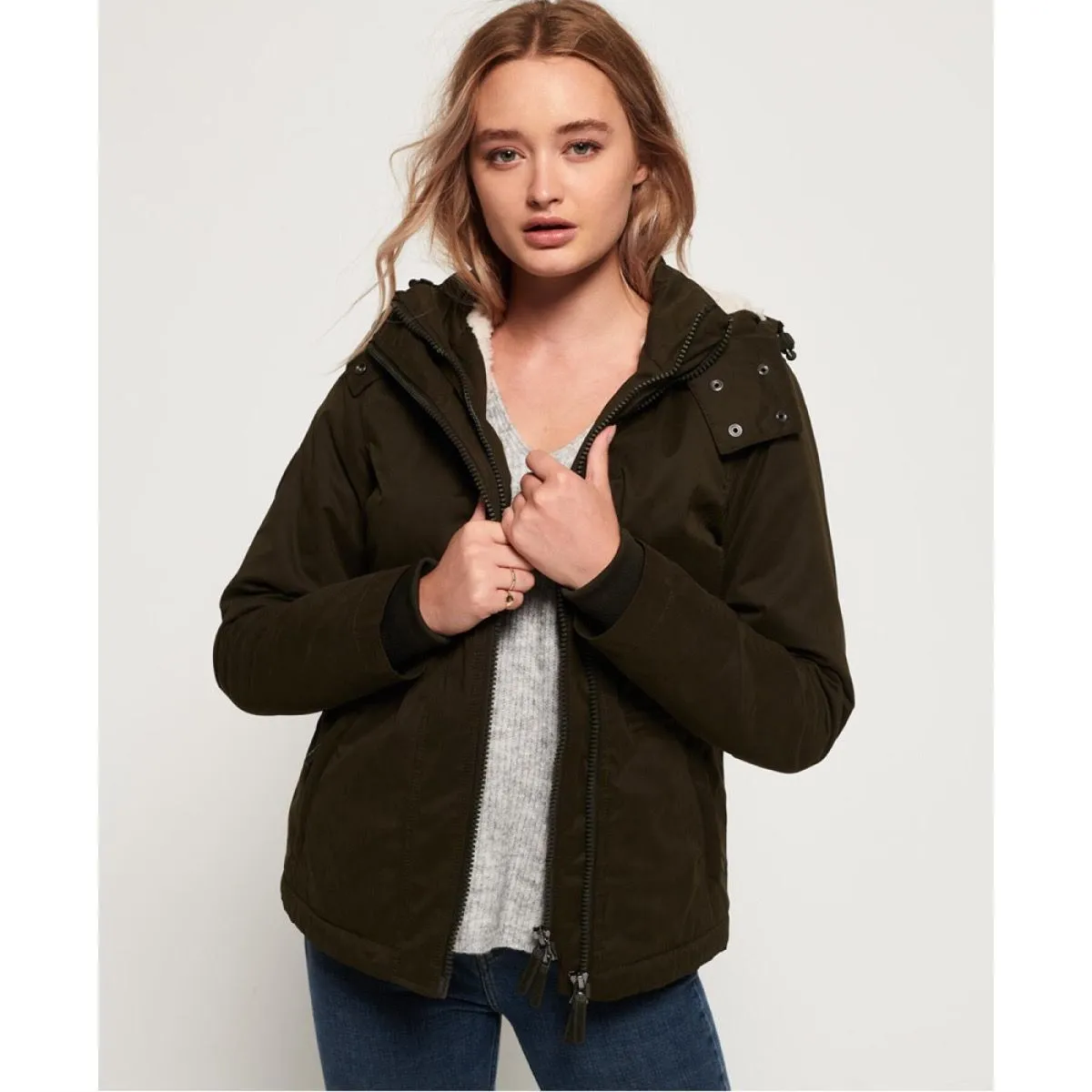 Superdry Womens Snorkle Microfibre Wind Jacket Army