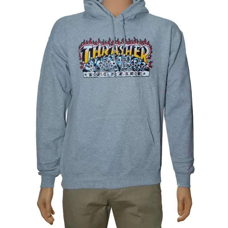 Sweat Hood Thrasher Krak Skulls - Heather Grey