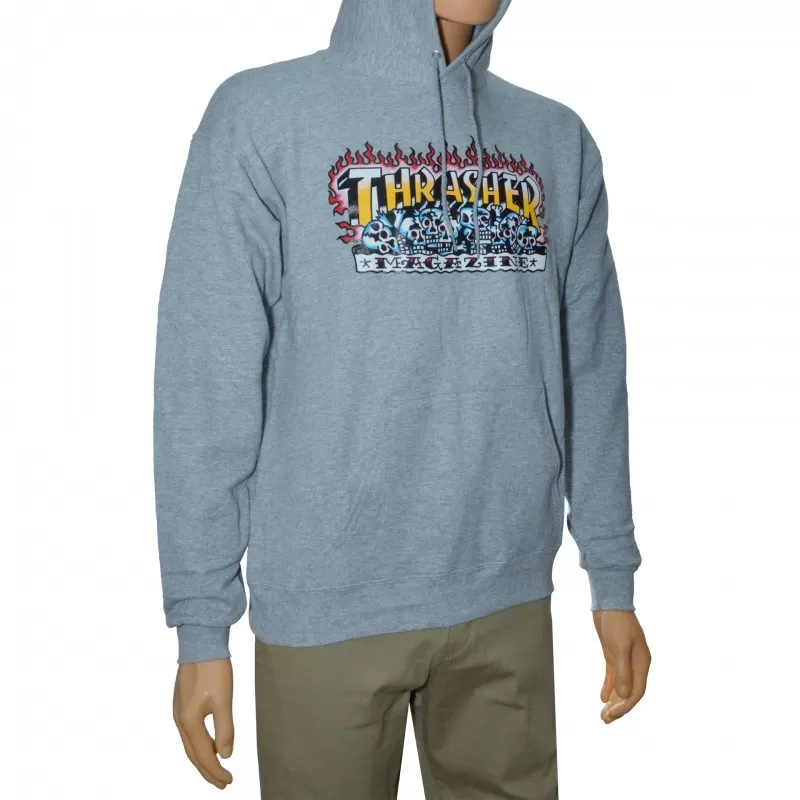 Sweat Hood Thrasher Krak Skulls - Heather Grey