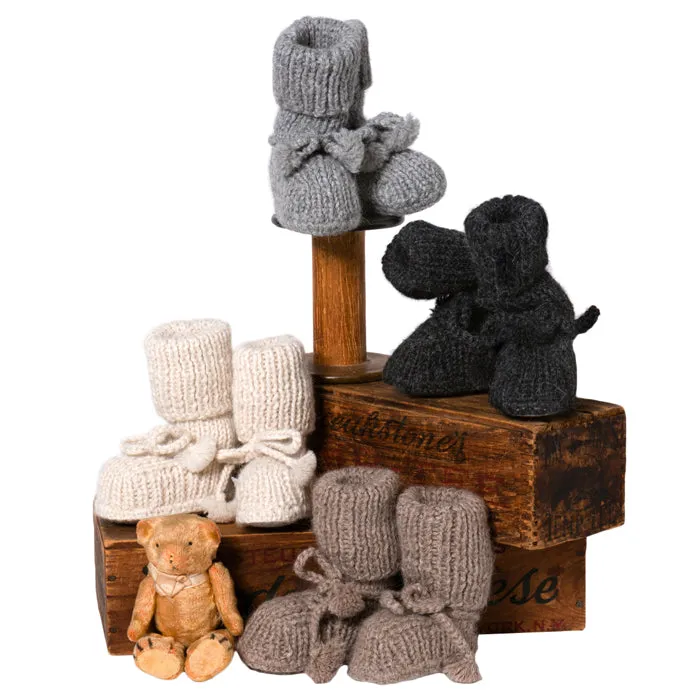 Tane Organics Baby Alpaca Sock Booties with Ties Frost Grey