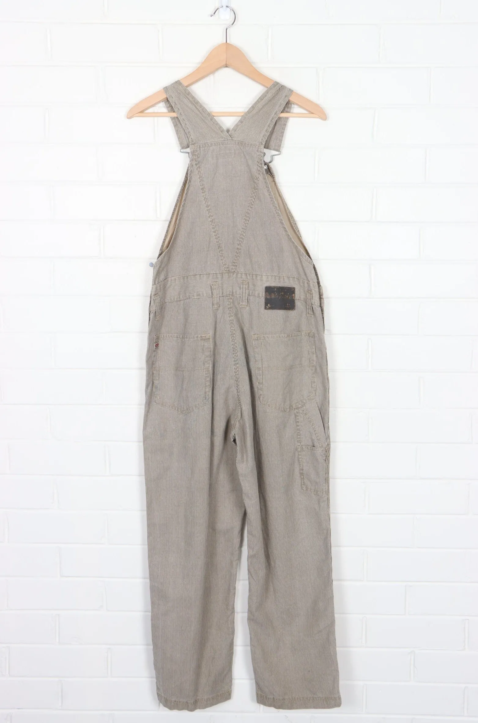 UNION BAY Khaki Pinstripe Multi Pocket Long Workwear Overalls (S)