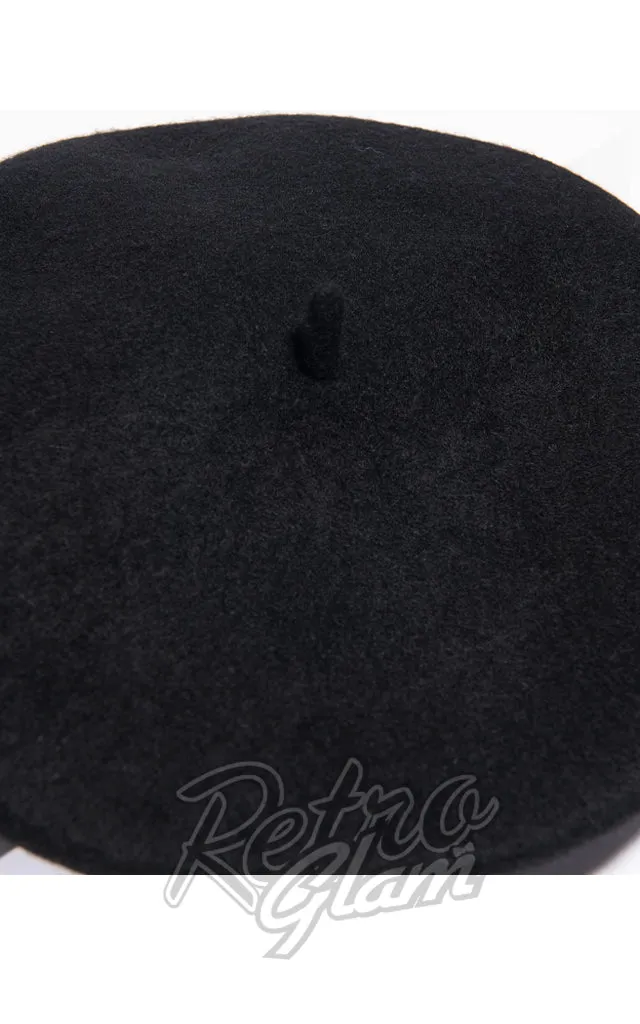 Unique Vintage Mon Amour Beret in Black