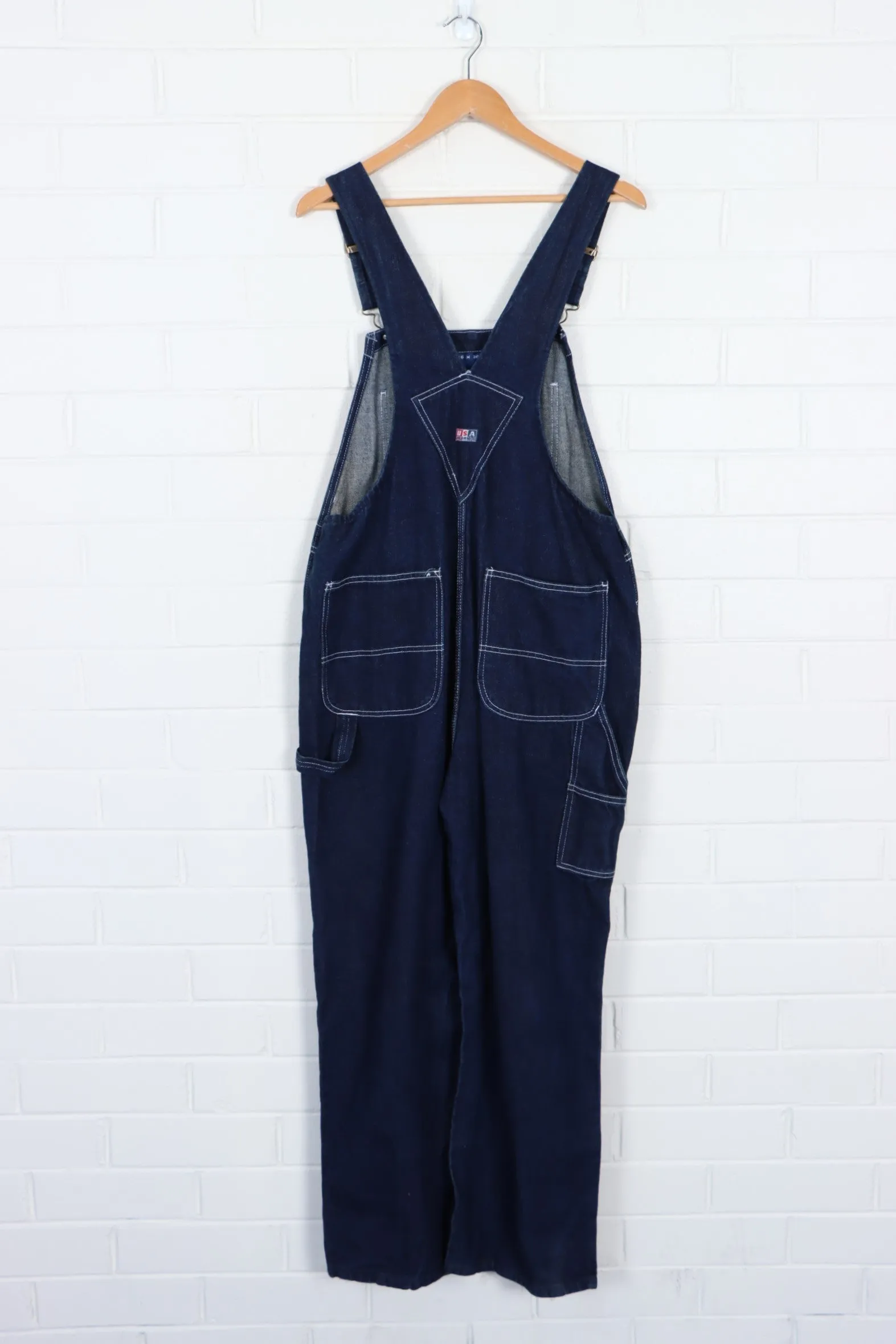 USA WORKS Contrast Stitching Denim Carpenter Overalls (M)