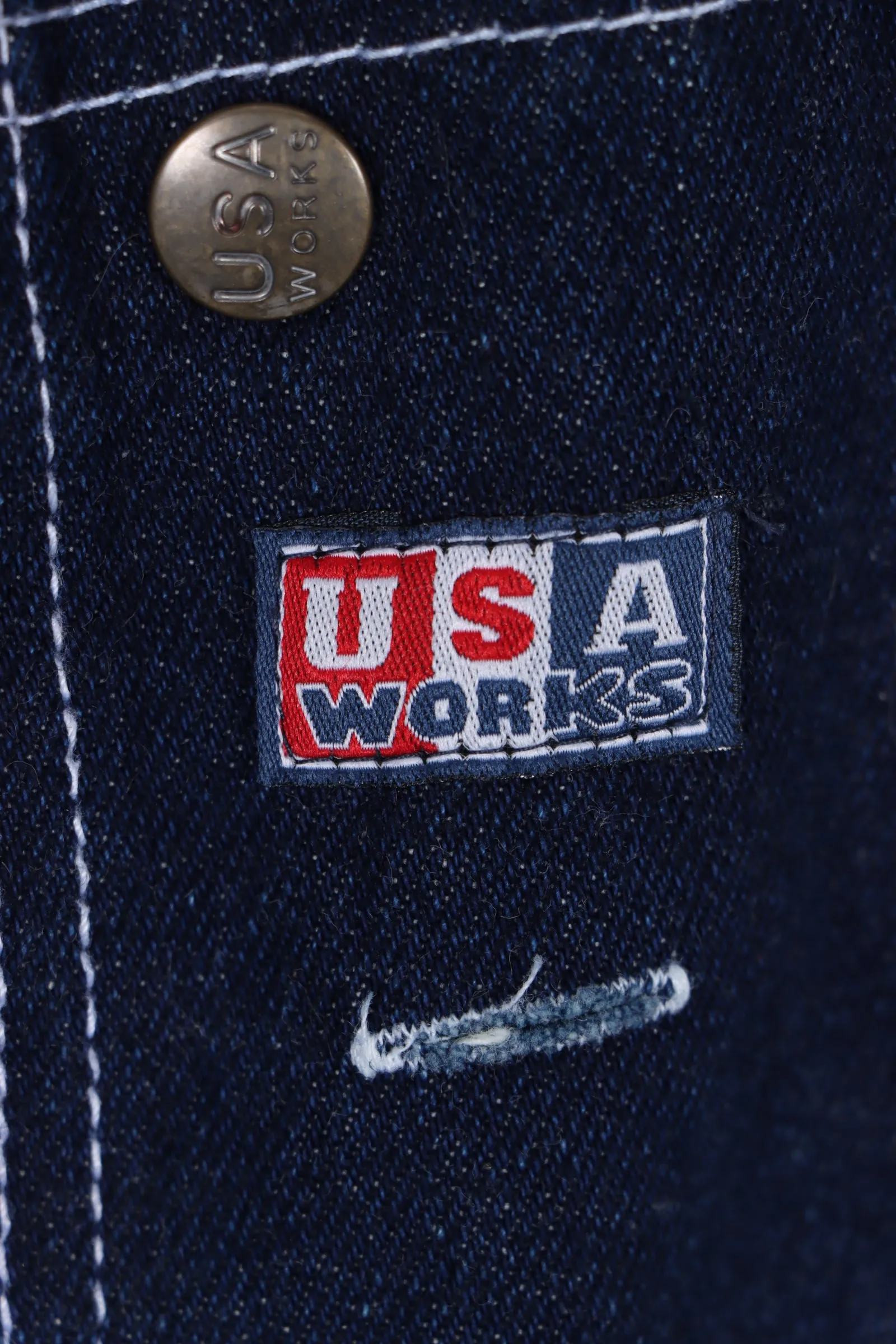 USA WORKS Contrast Stitching Denim Carpenter Overalls (M)