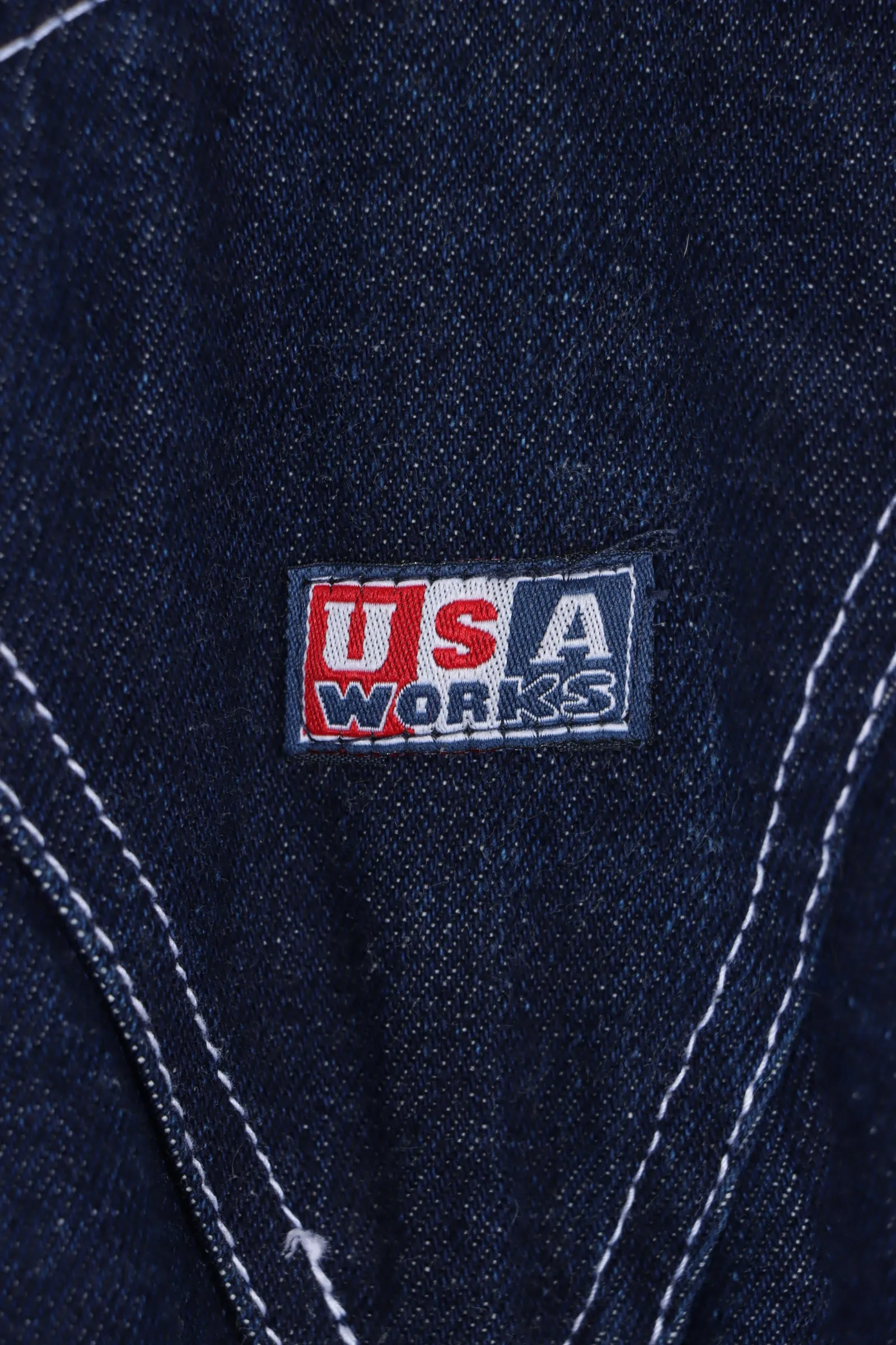 USA WORKS Contrast Stitching Denim Carpenter Overalls (M)