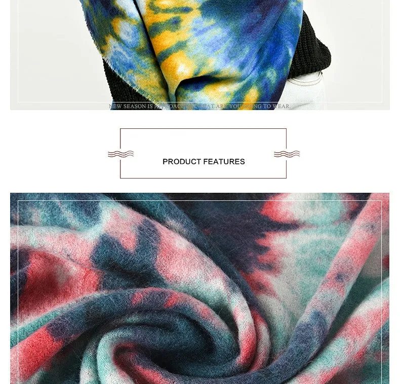 Women's Cashmere Water Color Printed Soft Wrap Pashmina Shawl