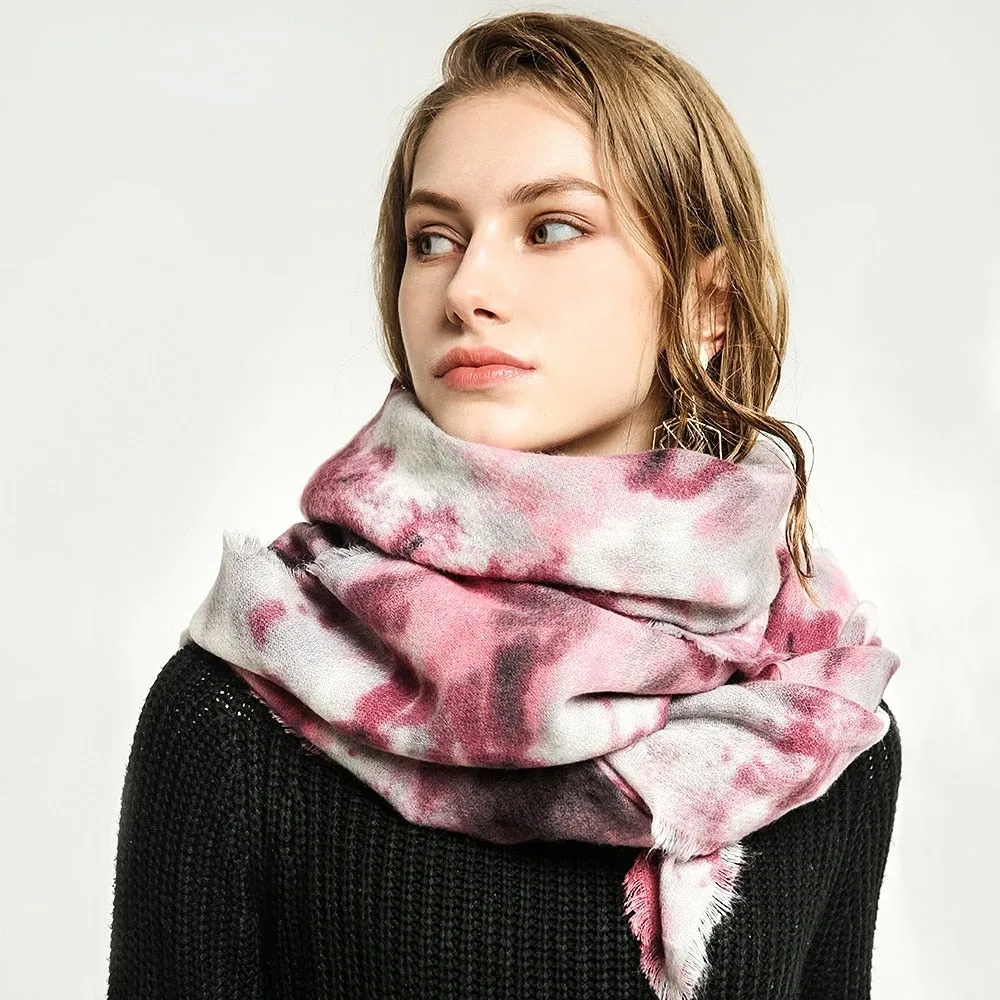 Women's Cashmere Water Color Printed Soft Wrap Pashmina Shawl