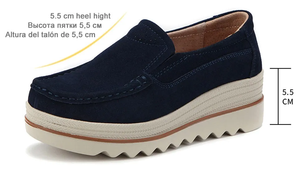 Women's Casual Solid Concise Style Slip-on Round Toe Platform Shoes