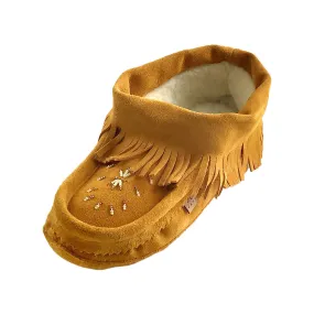 Women's Fringed Soft Sole Suede Beaded Moccasins