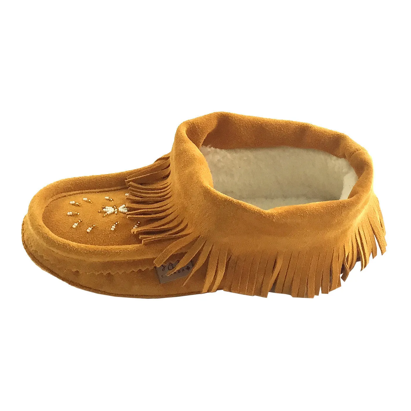 Women's Fringed Soft Sole Suede Beaded Moccasins