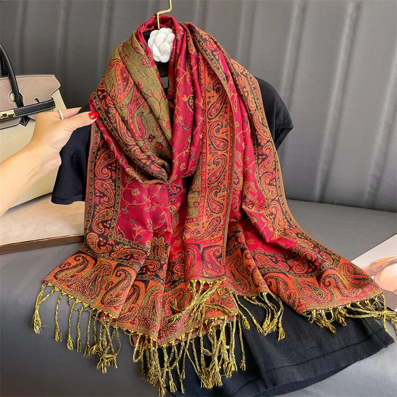 Women's Luxury Warm Winter Cashmere Printed Pashmina Wrap Shawl