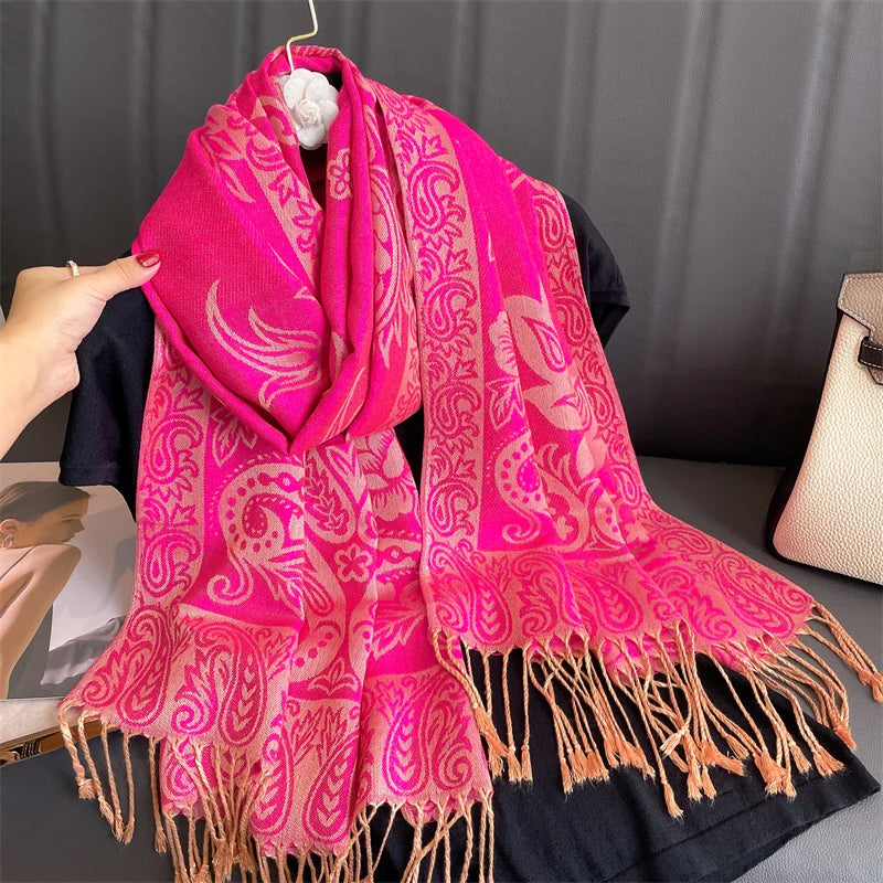 Women's Luxury Warm Winter Cashmere Printed Pashmina Wrap Shawl