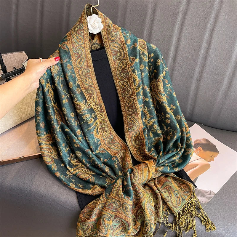 Women's Luxury Warm Winter Cashmere Printed Pashmina Wrap Shawl