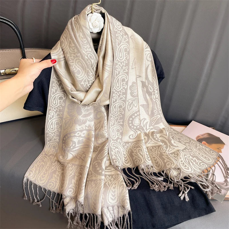 Women's Luxury Warm Winter Cashmere Printed Pashmina Wrap Shawl