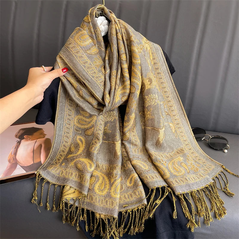 Women's Luxury Warm Winter Cashmere Printed Pashmina Wrap Shawl