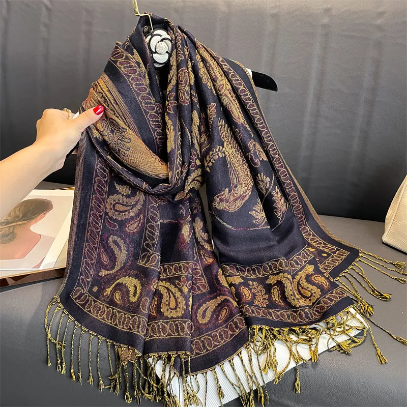 Women's Luxury Warm Winter Cashmere Printed Pashmina Wrap Shawl