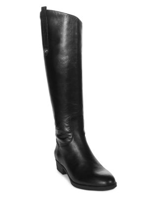 Women's Penny Round Toe Leather Low-Heel Riding Boots