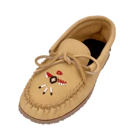 Women's Rubber Sole Beaded Moccasin Shoes