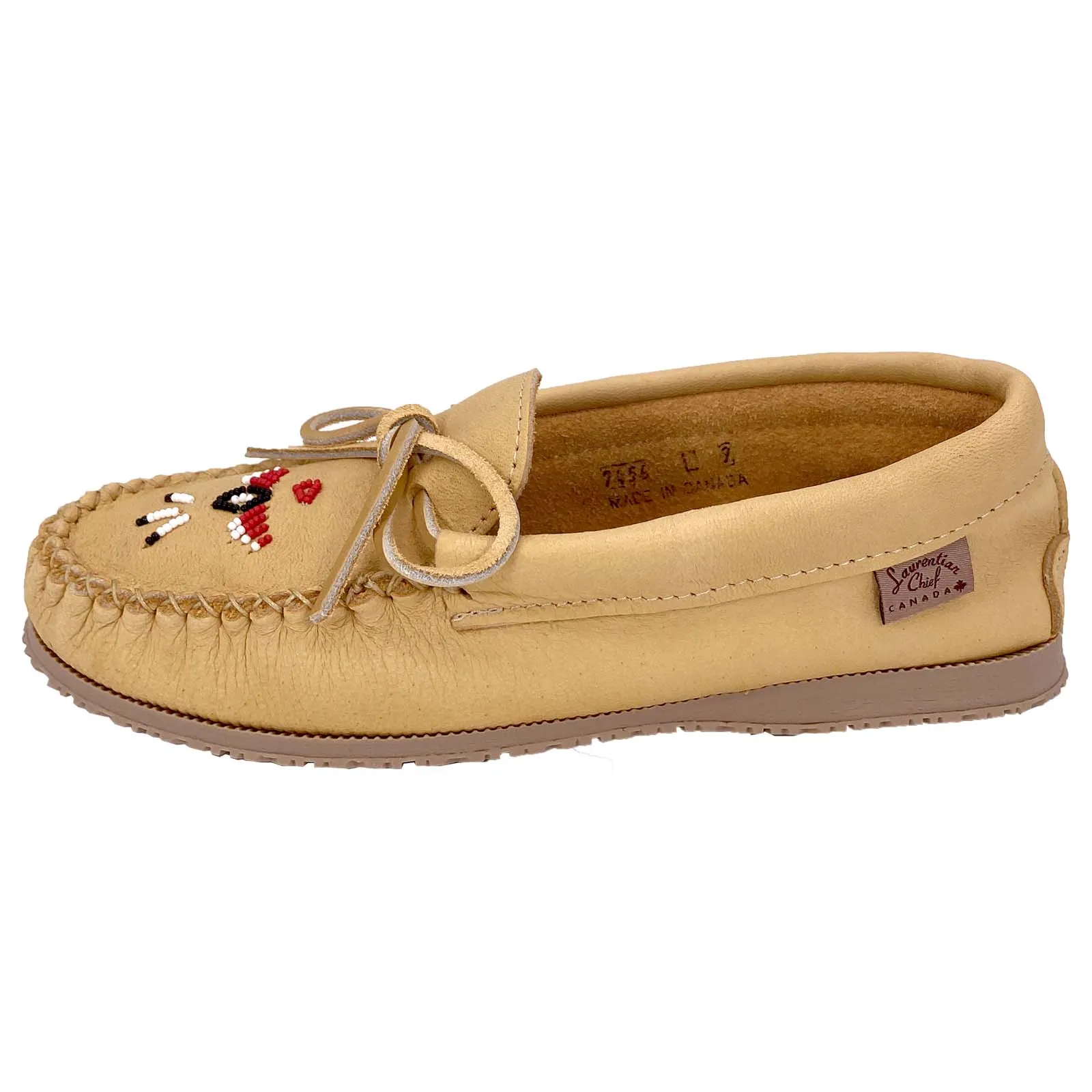 Women's Rubber Sole Beaded Moccasin Shoes