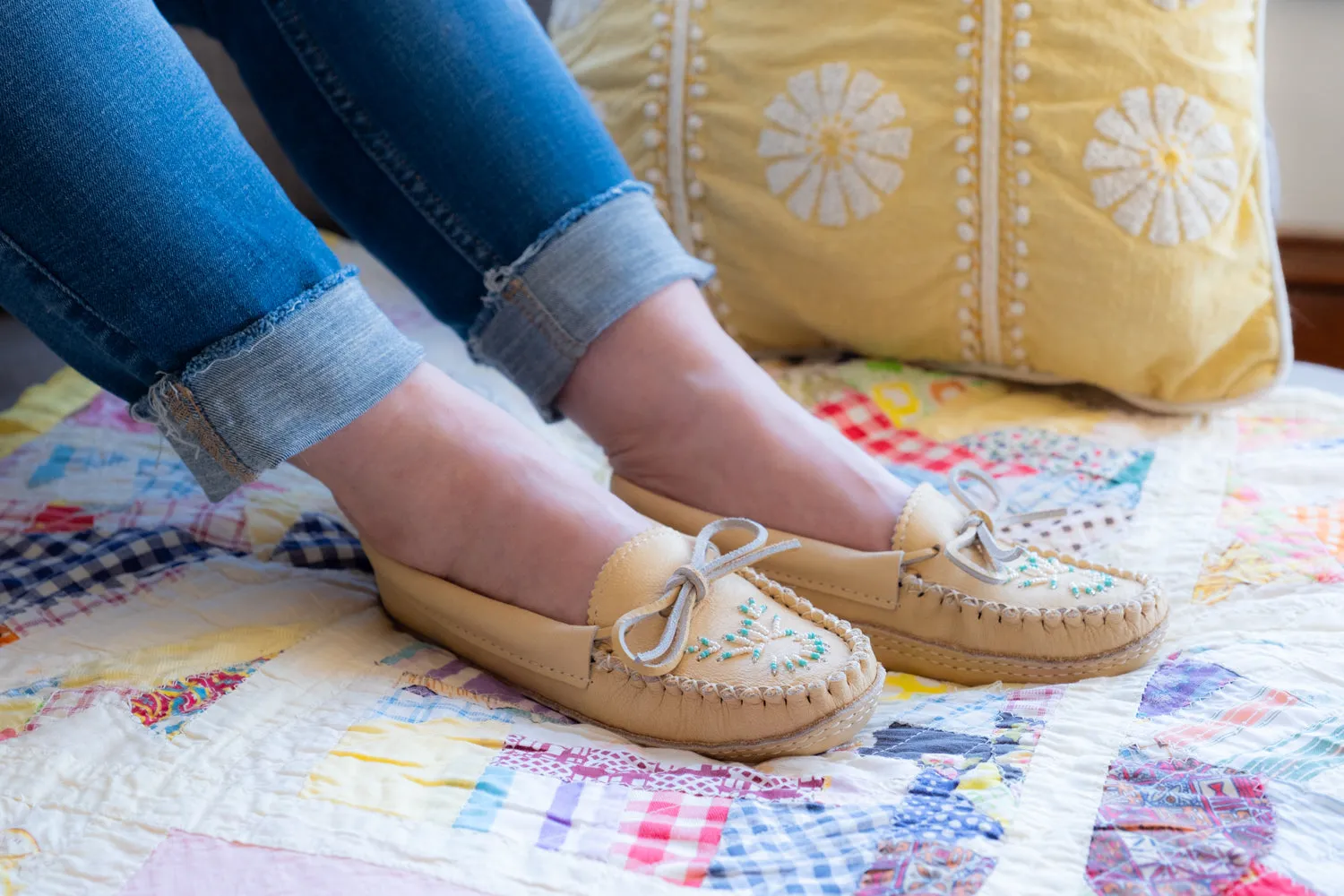 Women's Soft Sole Moose Hide Leather Moccasins