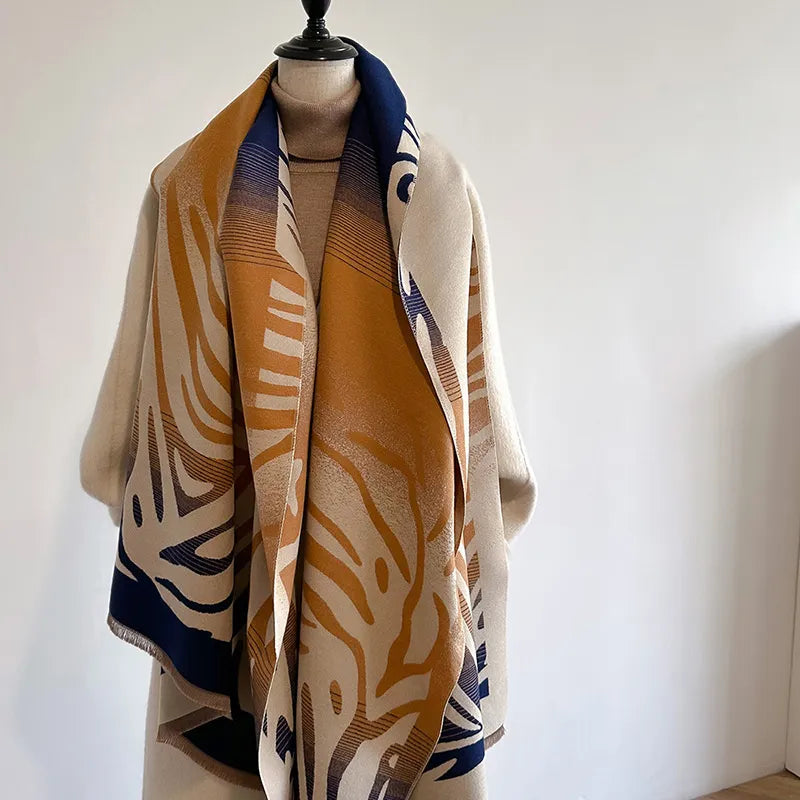 Women's Winter Warm Cashmere Printed Pashmina Wrap Hijab Shawl