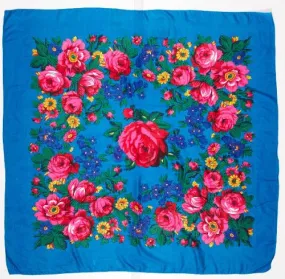 XL Turquoise Floral Scarf